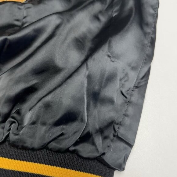 Vintage 80s ROTC Bomber Jacket Mens Large Black Satin Embroidered Military - Picture 13 of 16